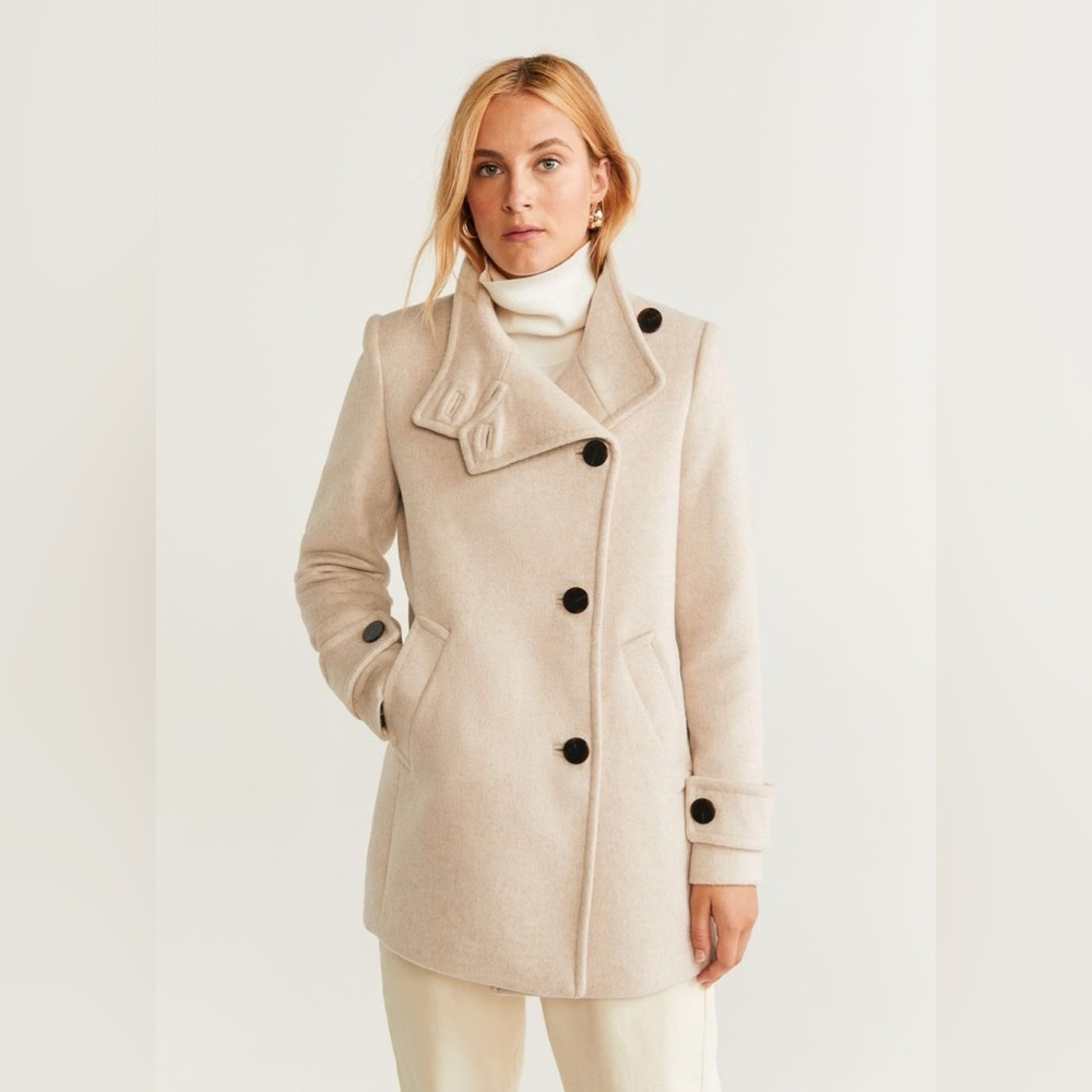 Mango Buttoned Wool Coat XXS